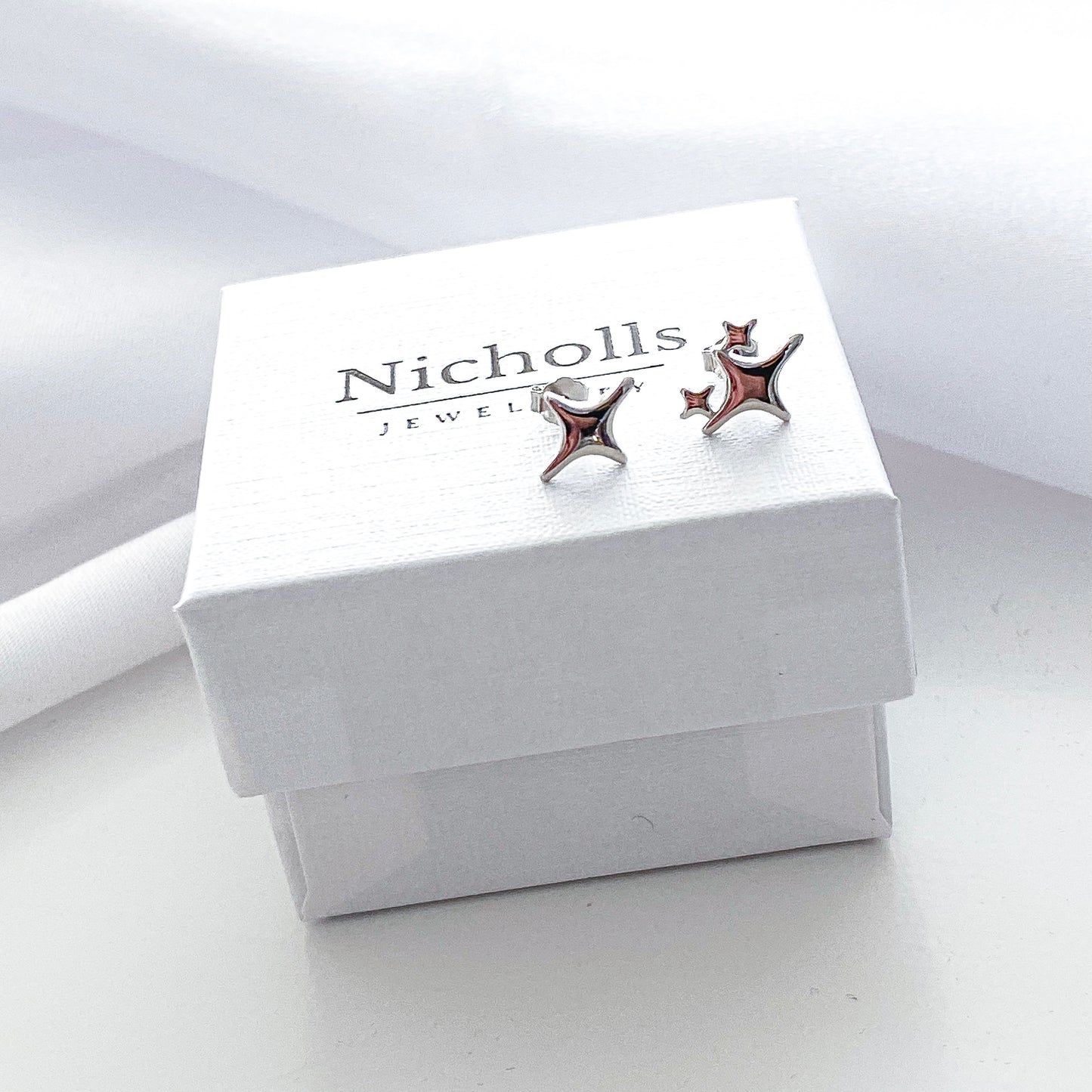 Twinkle Silver Star Studs