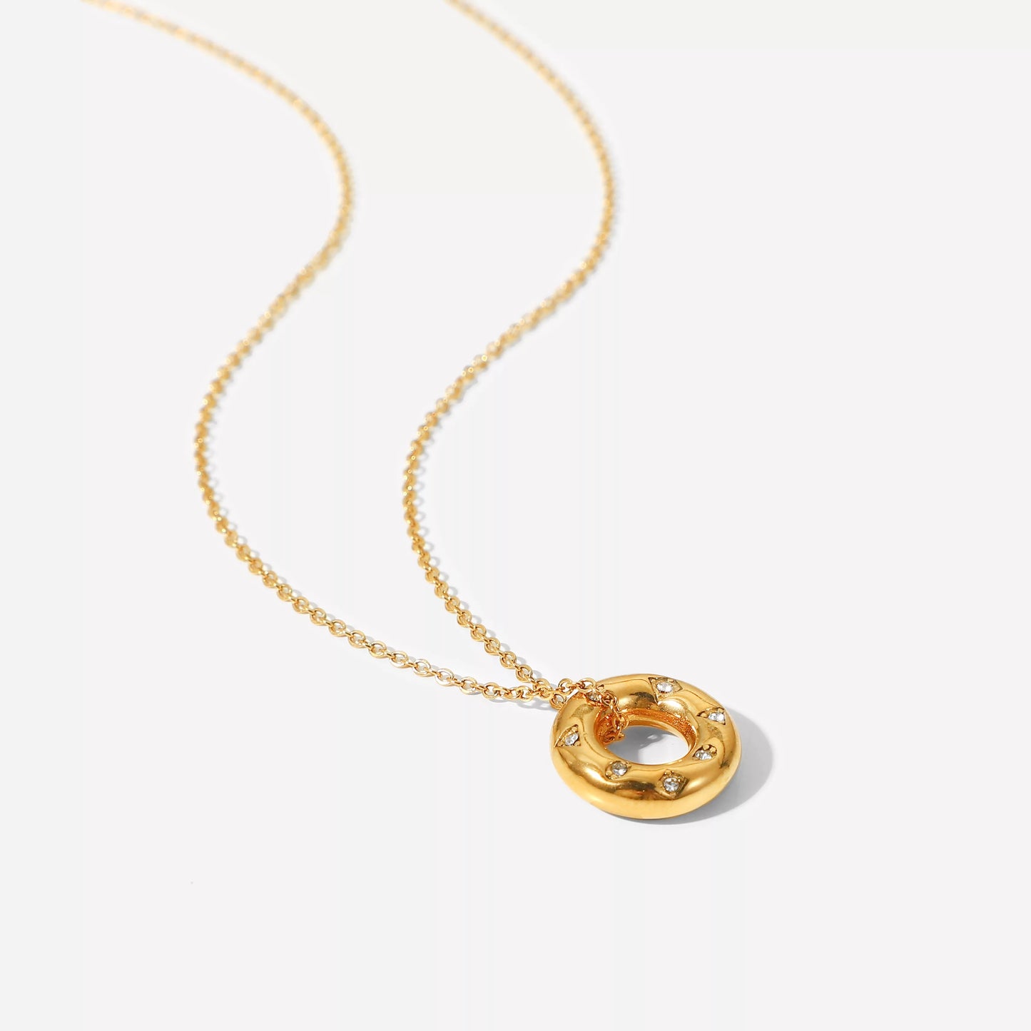 Crystal Gold Chunky Circle Necklace