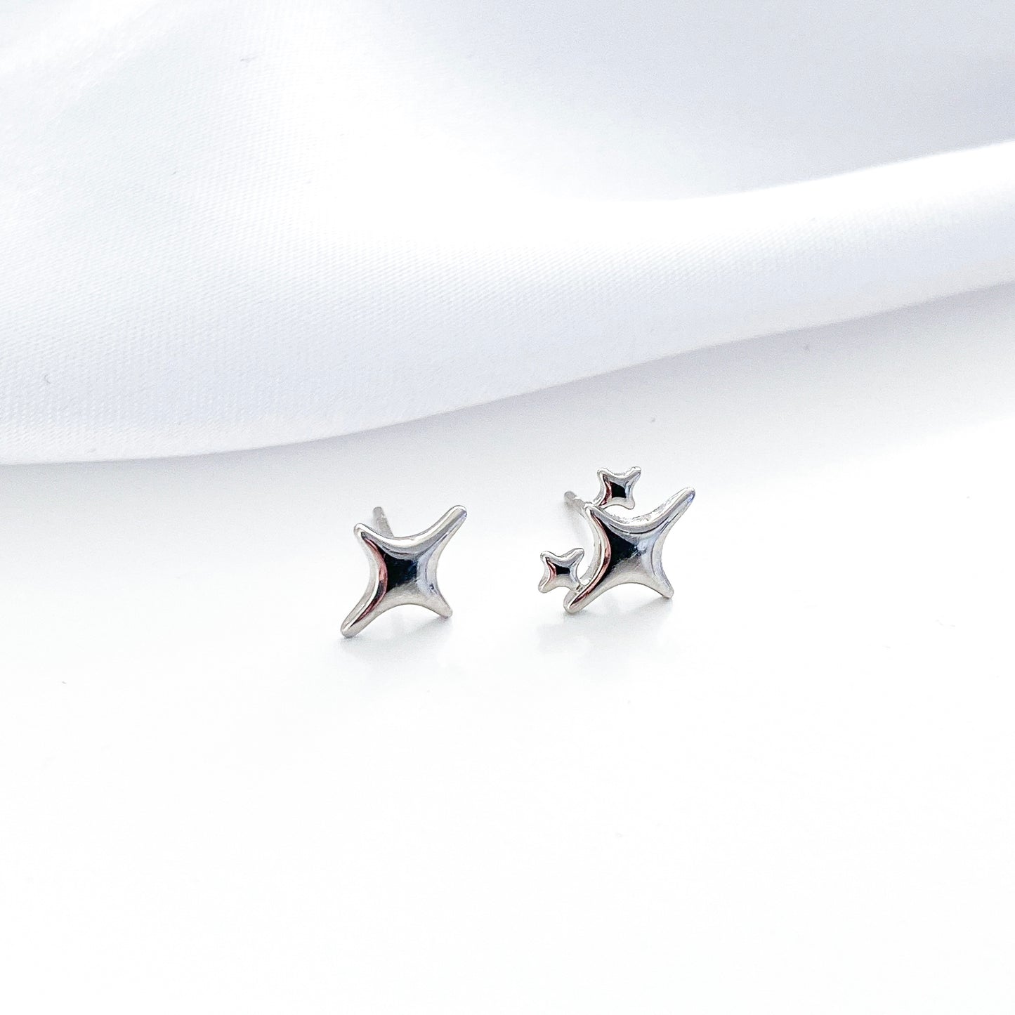 Twinkle Silver Star Studs