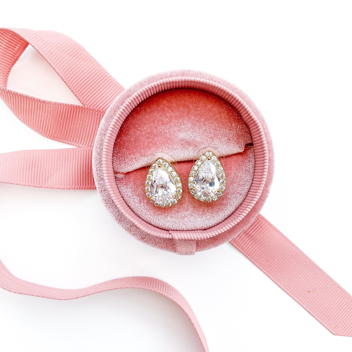 Trust Crystal Teardrop Gold Studs
