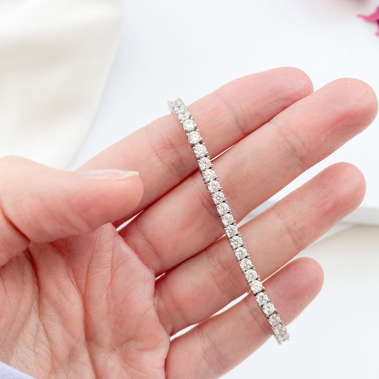 Penelope Crystal Silver Tennis Bracelet