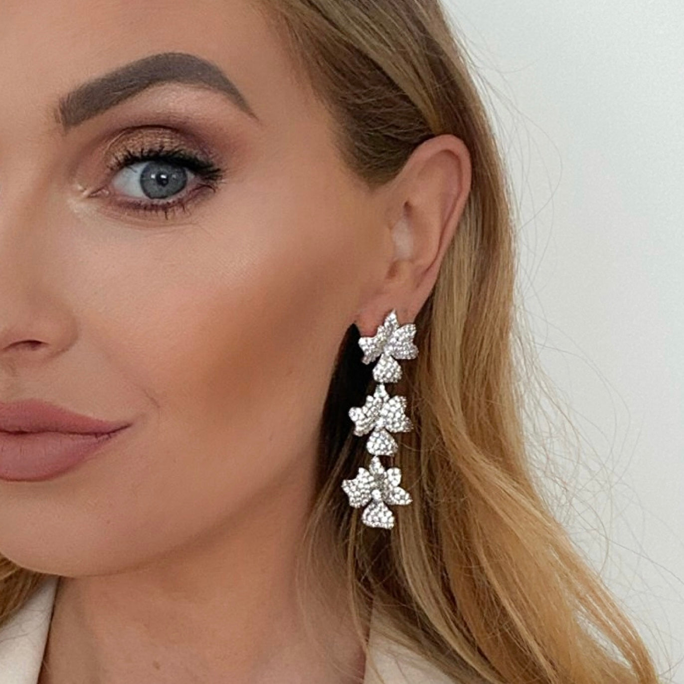 Deluxe Triple Flower Drop Earrings