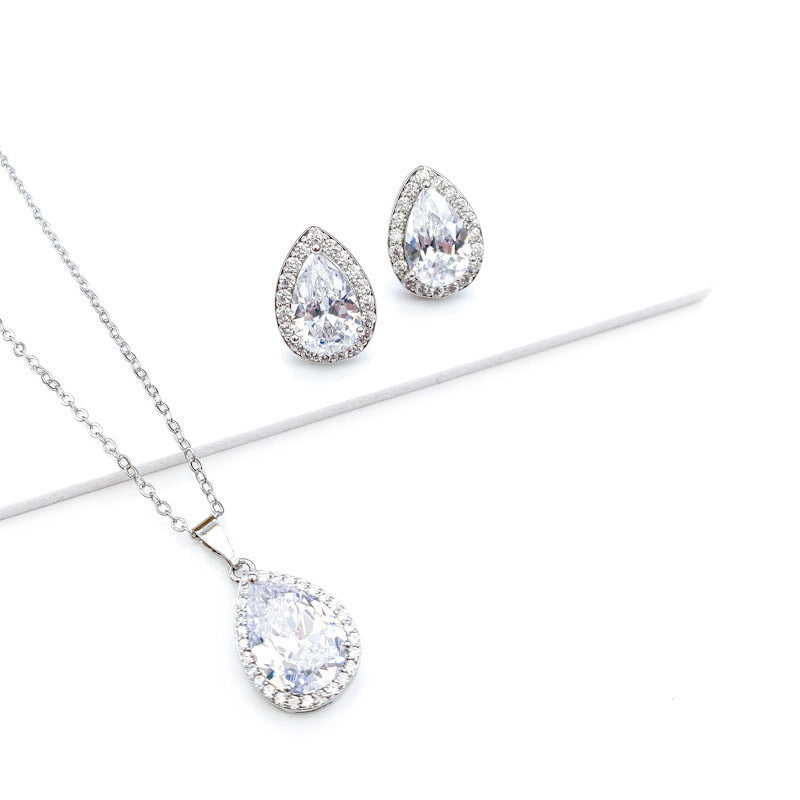 Trust Crystal Teardrop Silver Studs