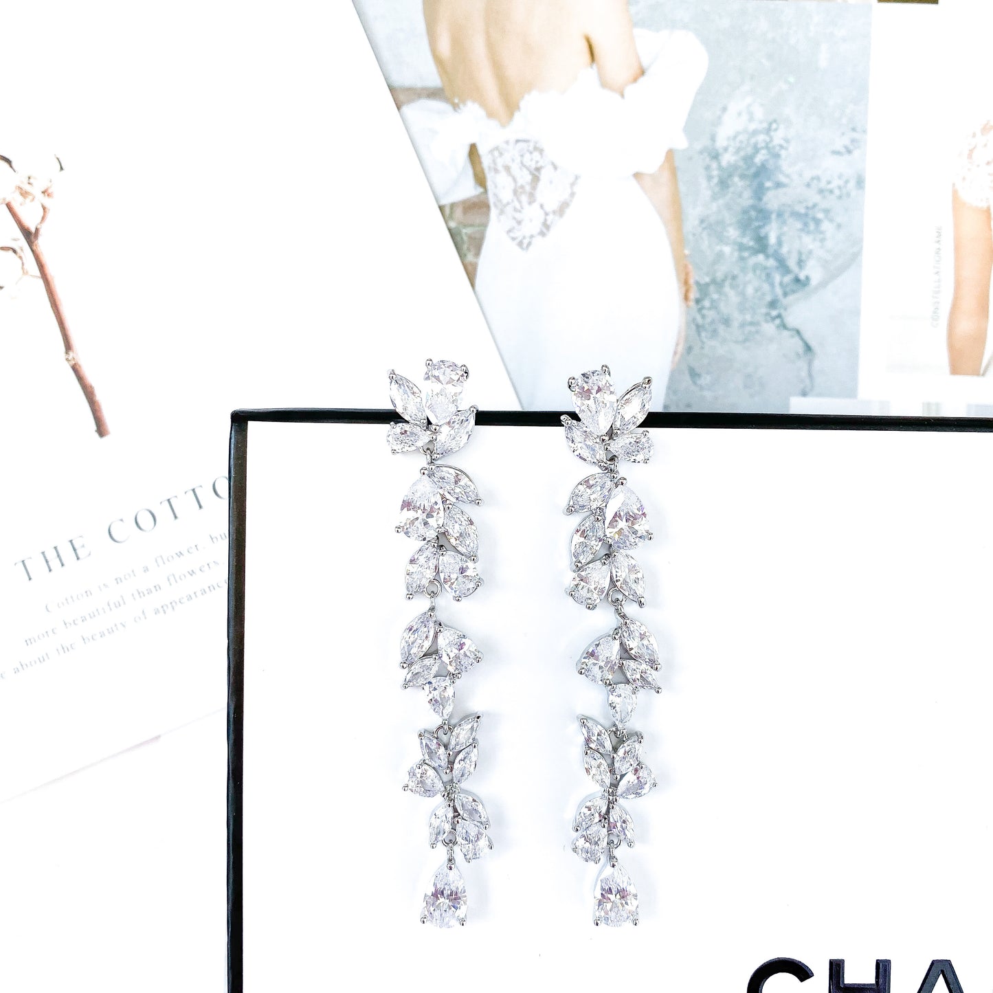 Love Silver Crystal Statement Earrings