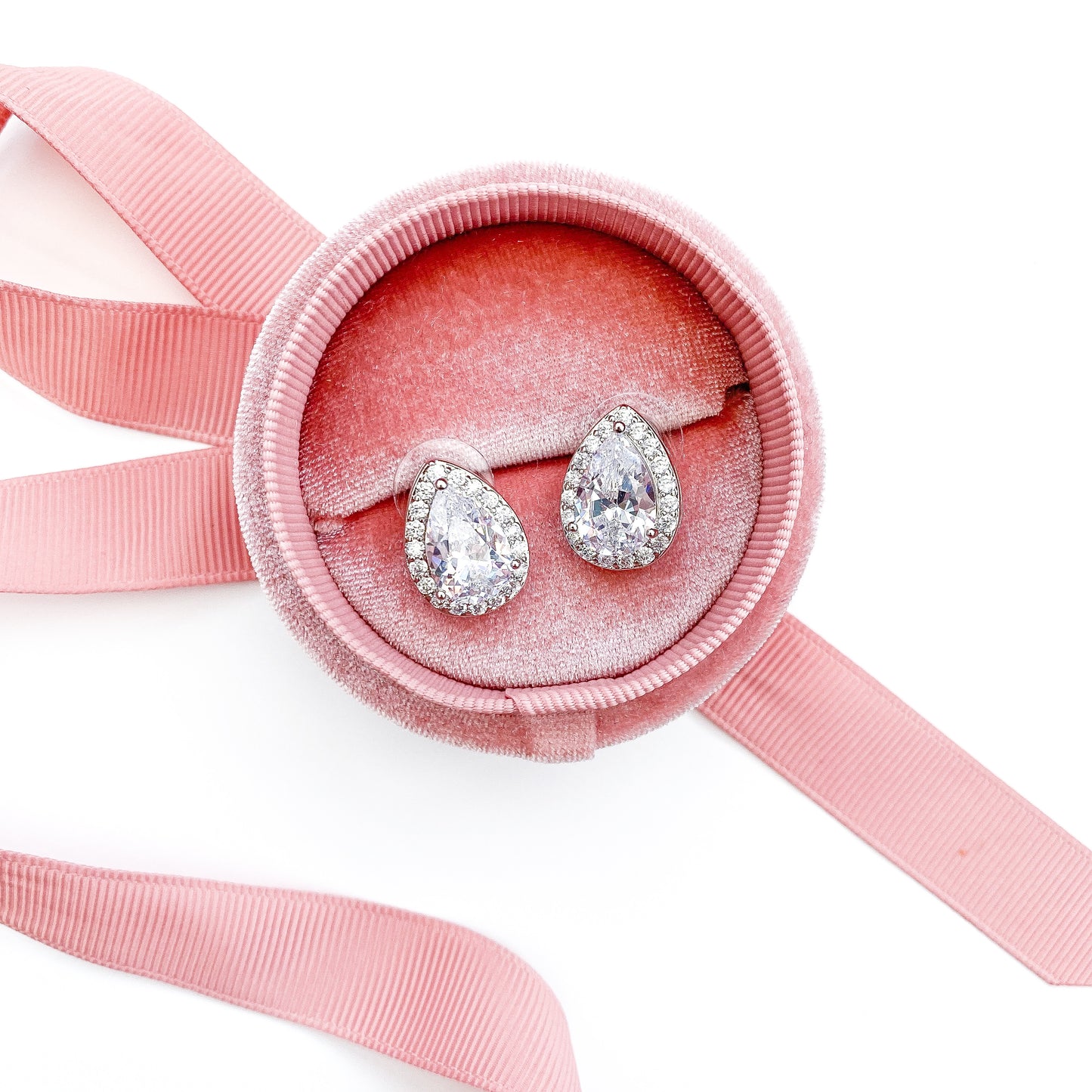 Trust Crystal Teardrop Silver Studs