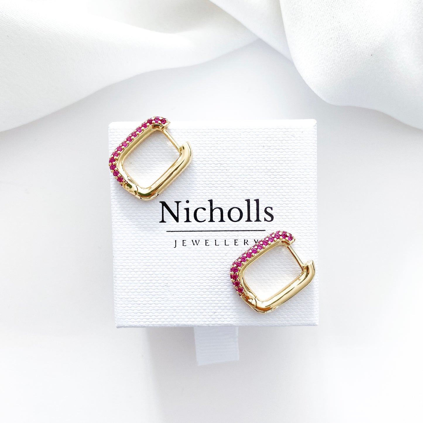 Loop Crystal Earrings Pink