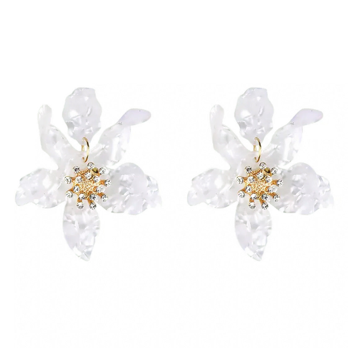 flower earrings, large flower earrings, white flower earrings, flower jewellery, fashion earrings, statement earrings, hen do earrings, bride earrings, pretty earrings, womens accessories, womens earrings, bridesmaid earrings, hen do jewellery, summer earrings, summer jewellery