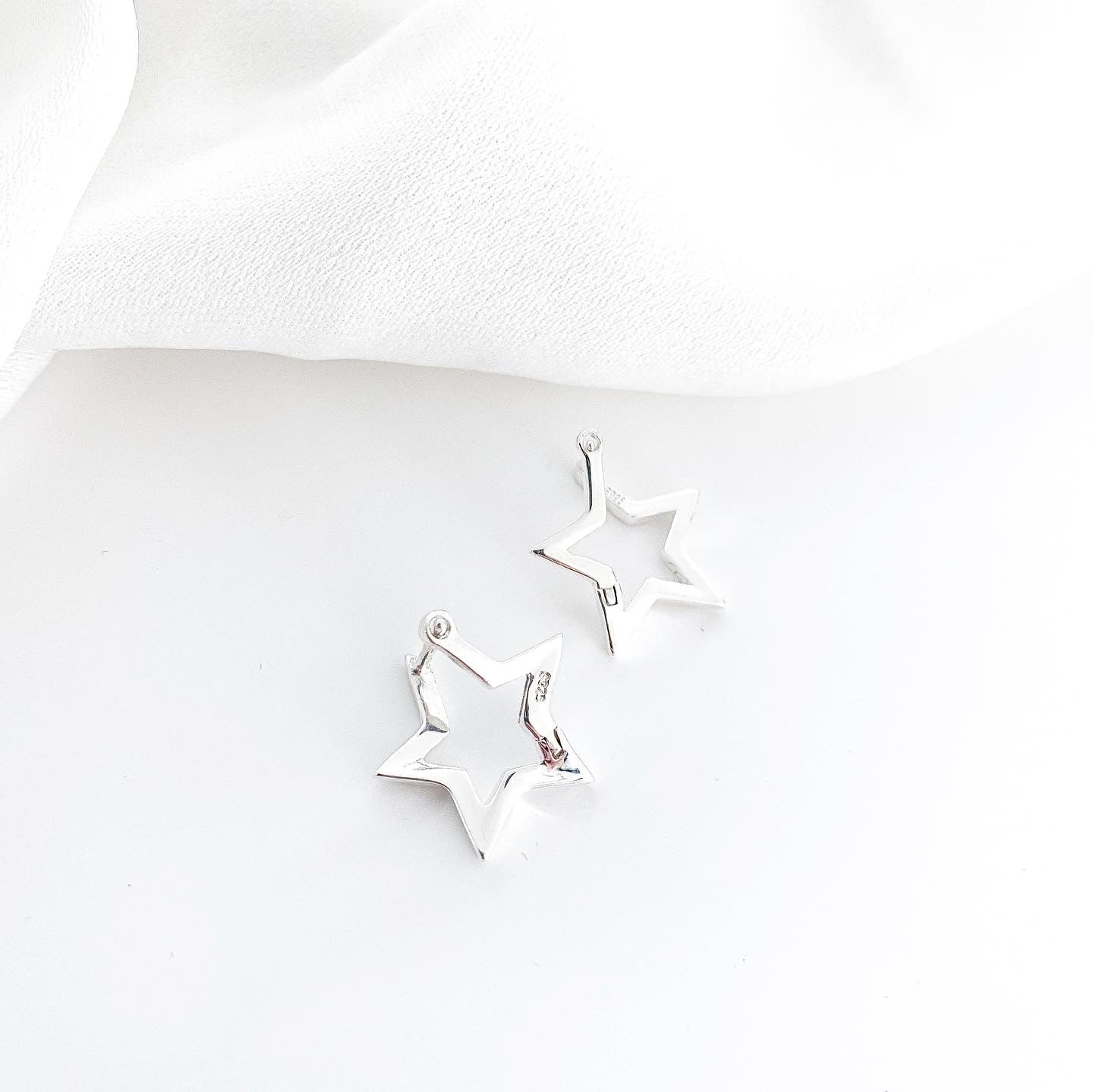 Star Huggie Earrings Silver