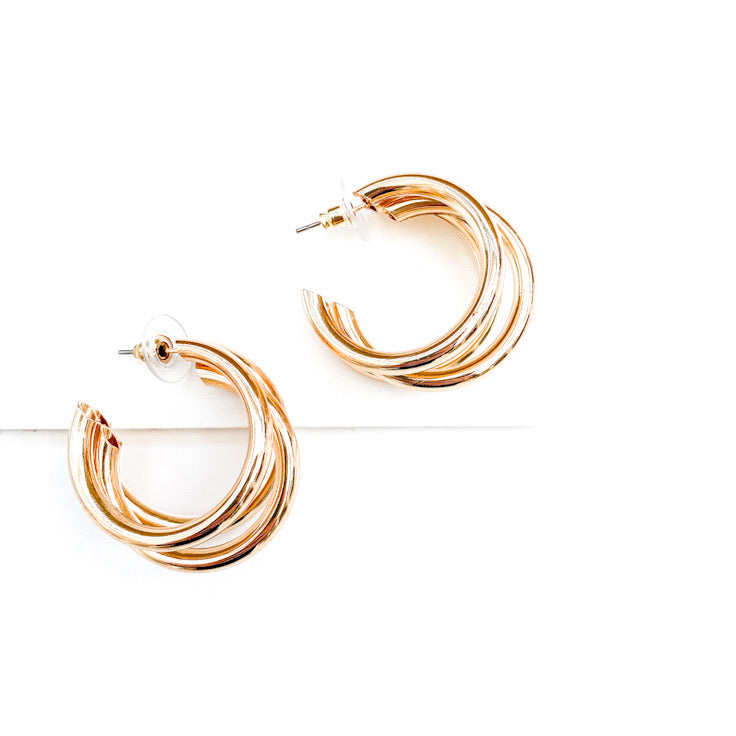 Triple Gold Hoop Earrings