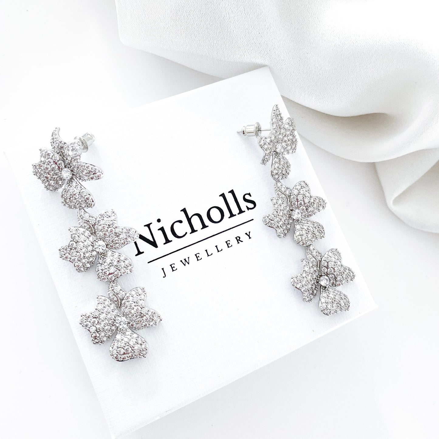 Deluxe Triple Flower Drop Earrings