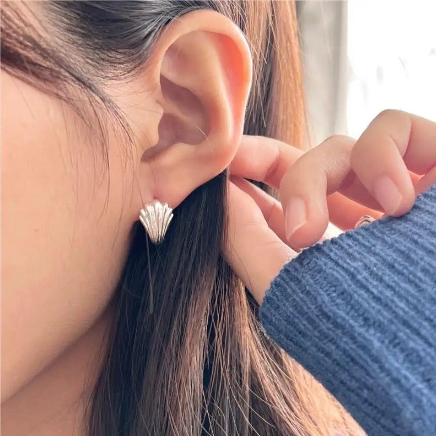 Mini Sea Shell Silver Earrings