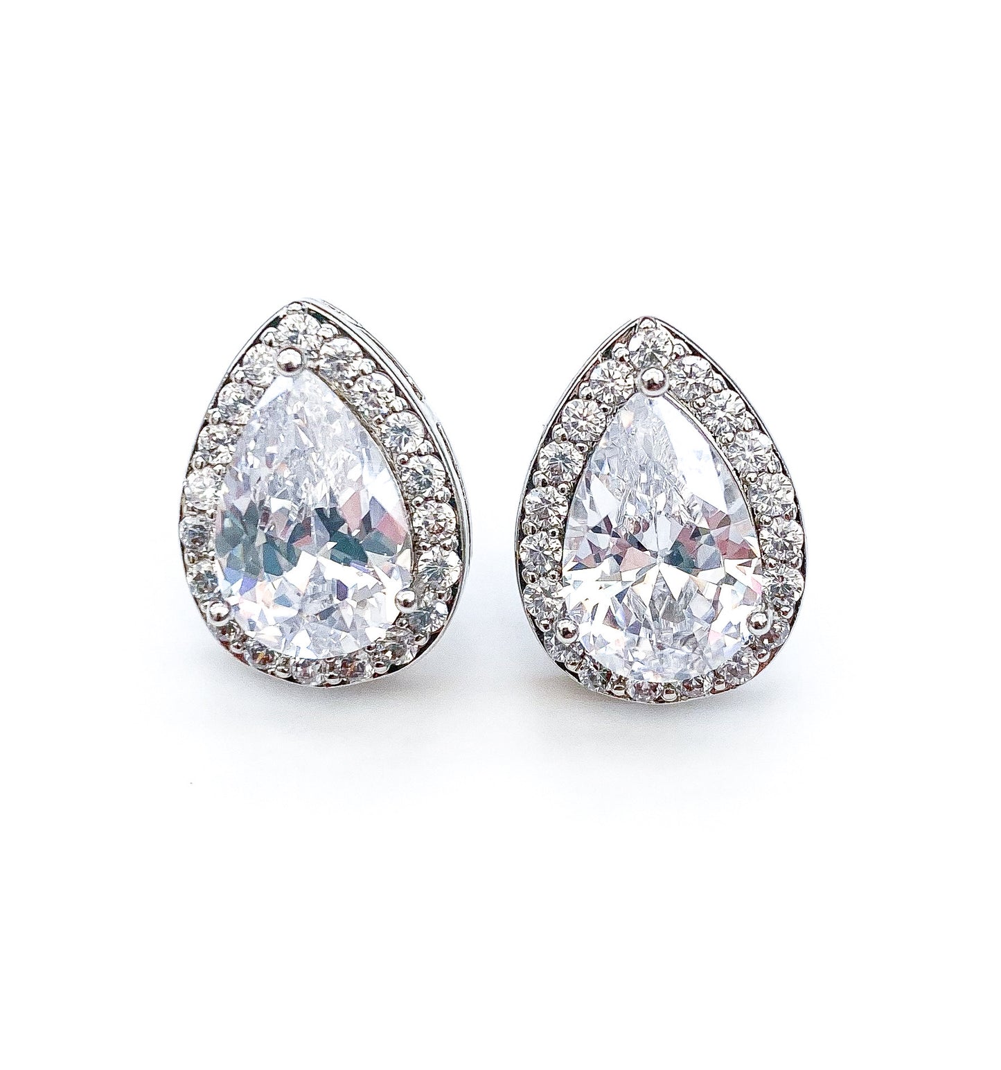 Trust Crystal Teardrop Silver Studs