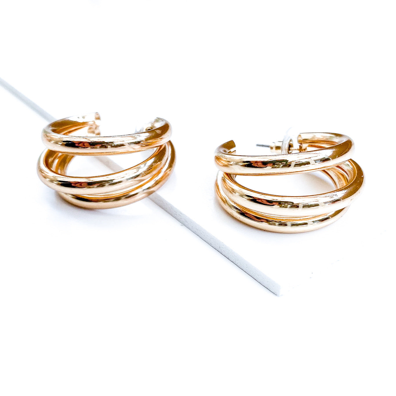 Triple Gold Hoop Earrings