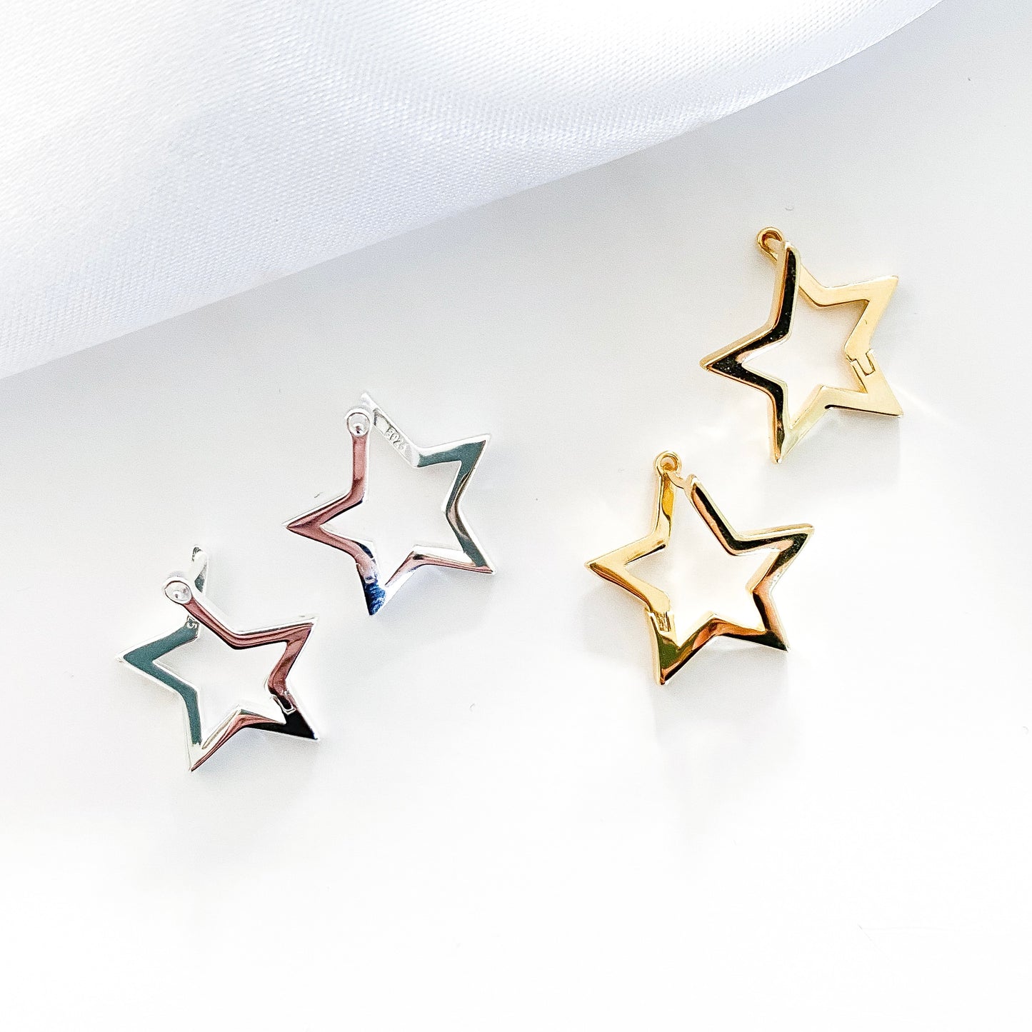 Star Huggie Earrings Silver