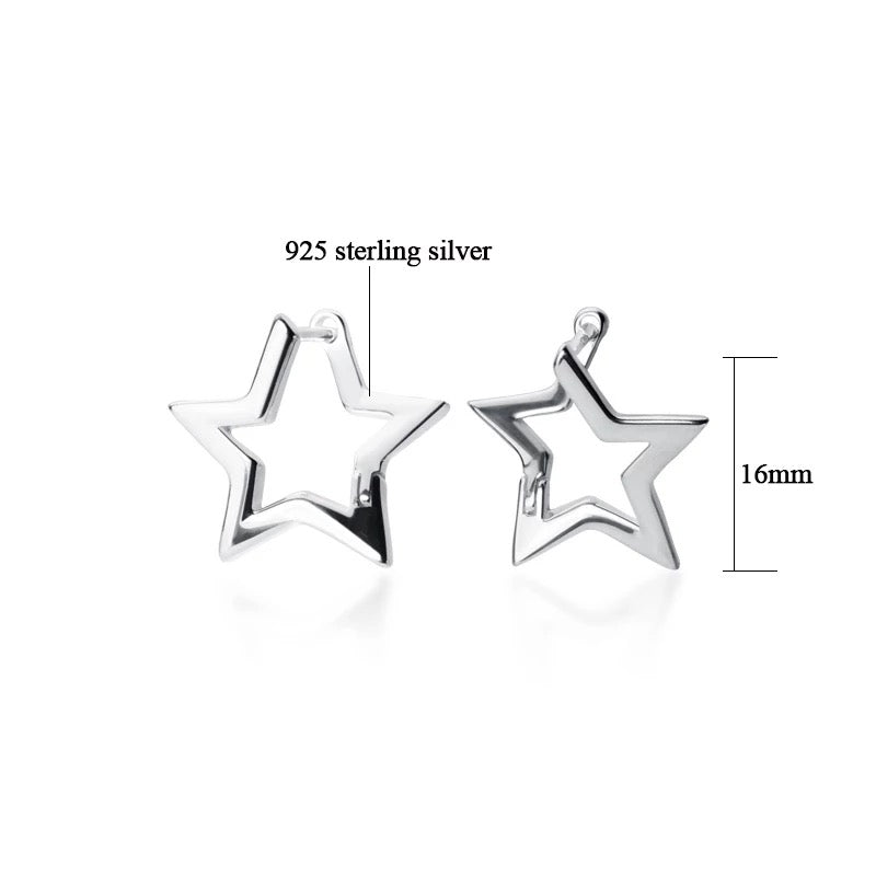 Star Huggie Earrings Silver