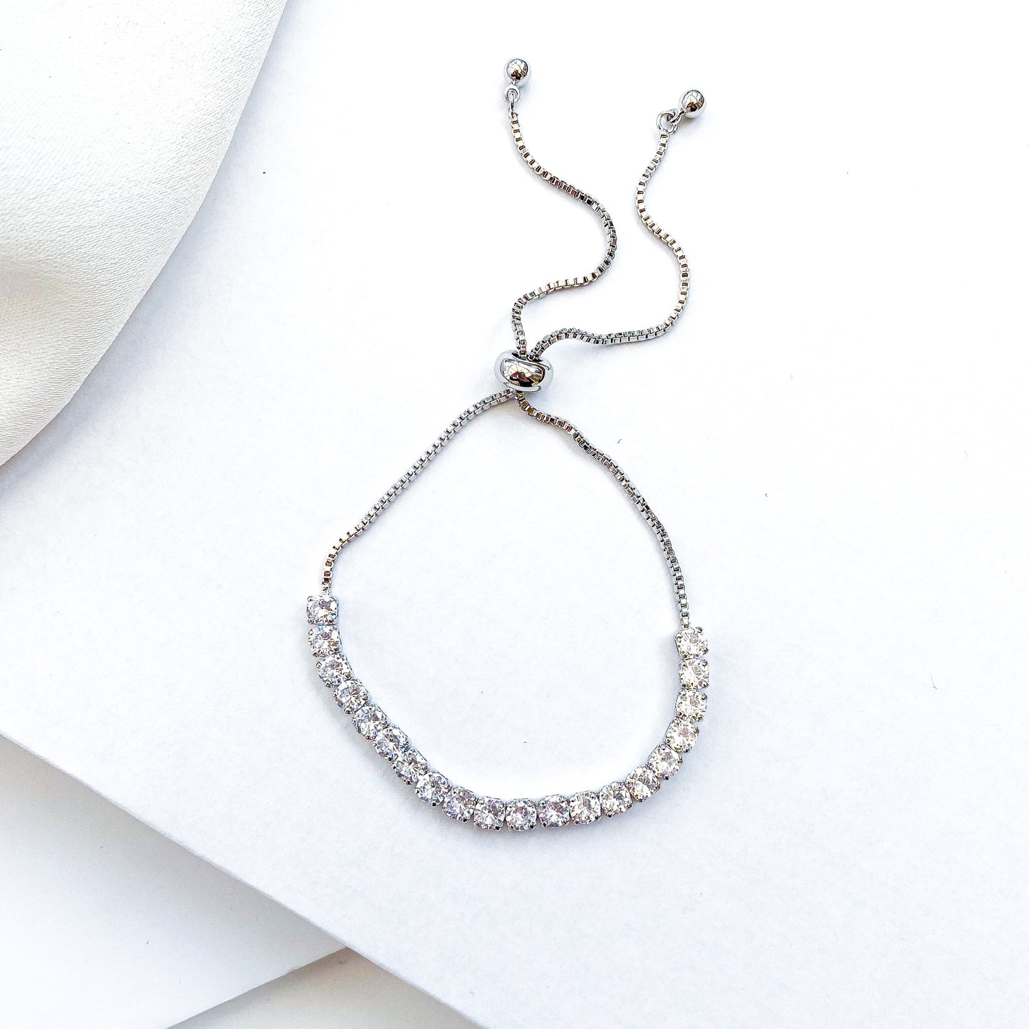 Silver Adjustable Crytal Tennis Bracelet