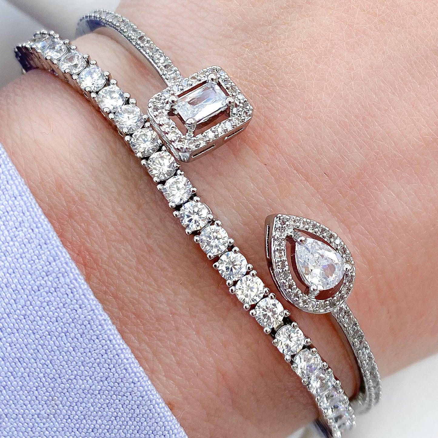 Penelope Crystal Silver Tennis Bracelet