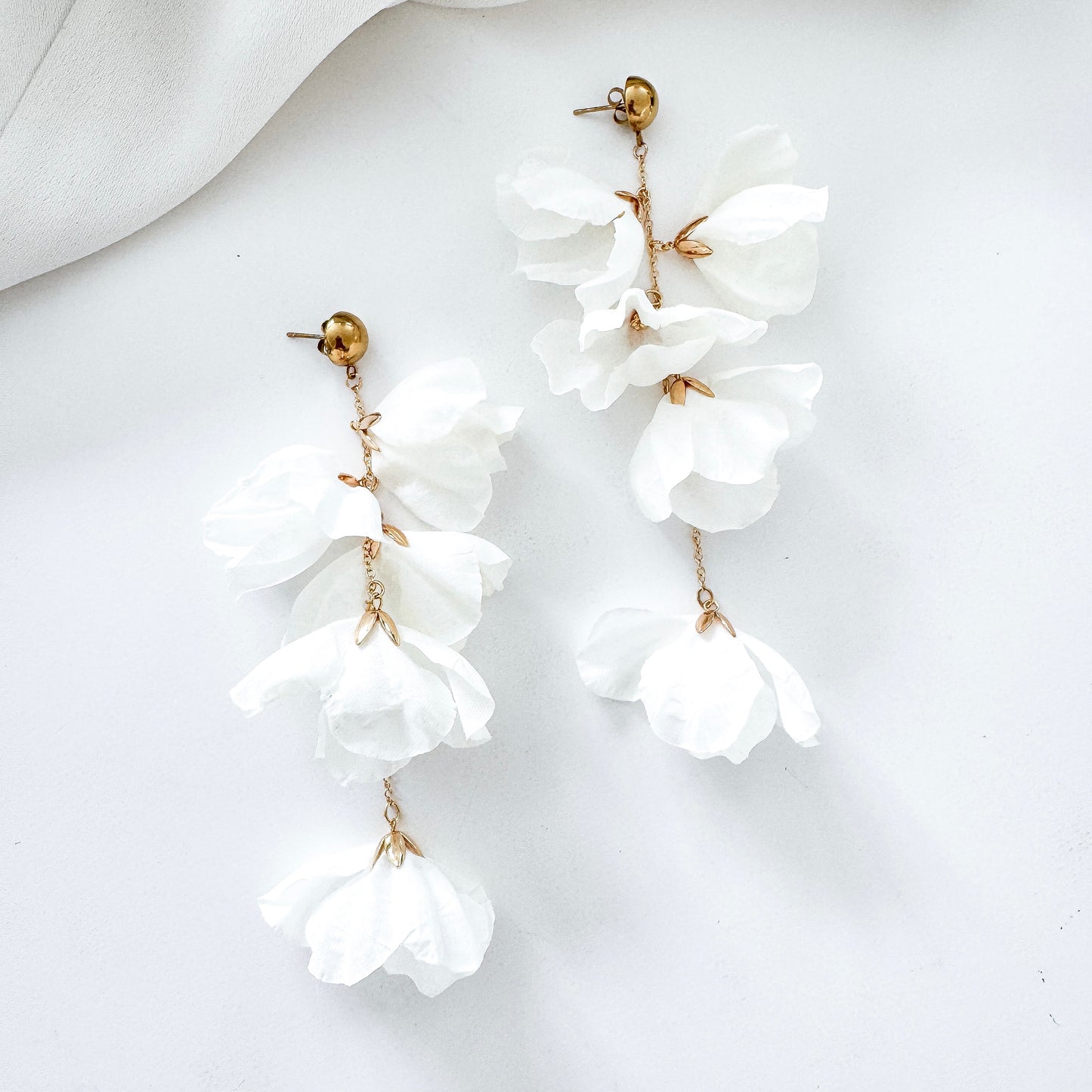 White Fresh Soft Petal Flower Earrings
