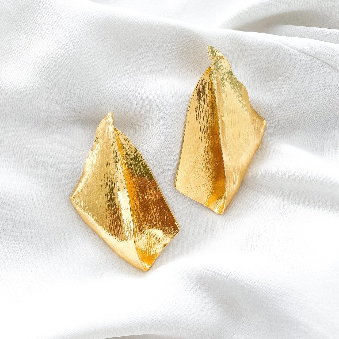 Statement Folded Geometric Gold Earrings