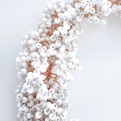Handmade Boho Bridal Headpiece | White Seed Bead Wedding Hair Accessory