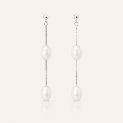 Dainty Silver Freshwater Pearl Drop Earrings - Special Occasion Earrings