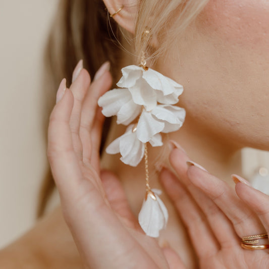 White Fresh Soft Petal Flower Earrings