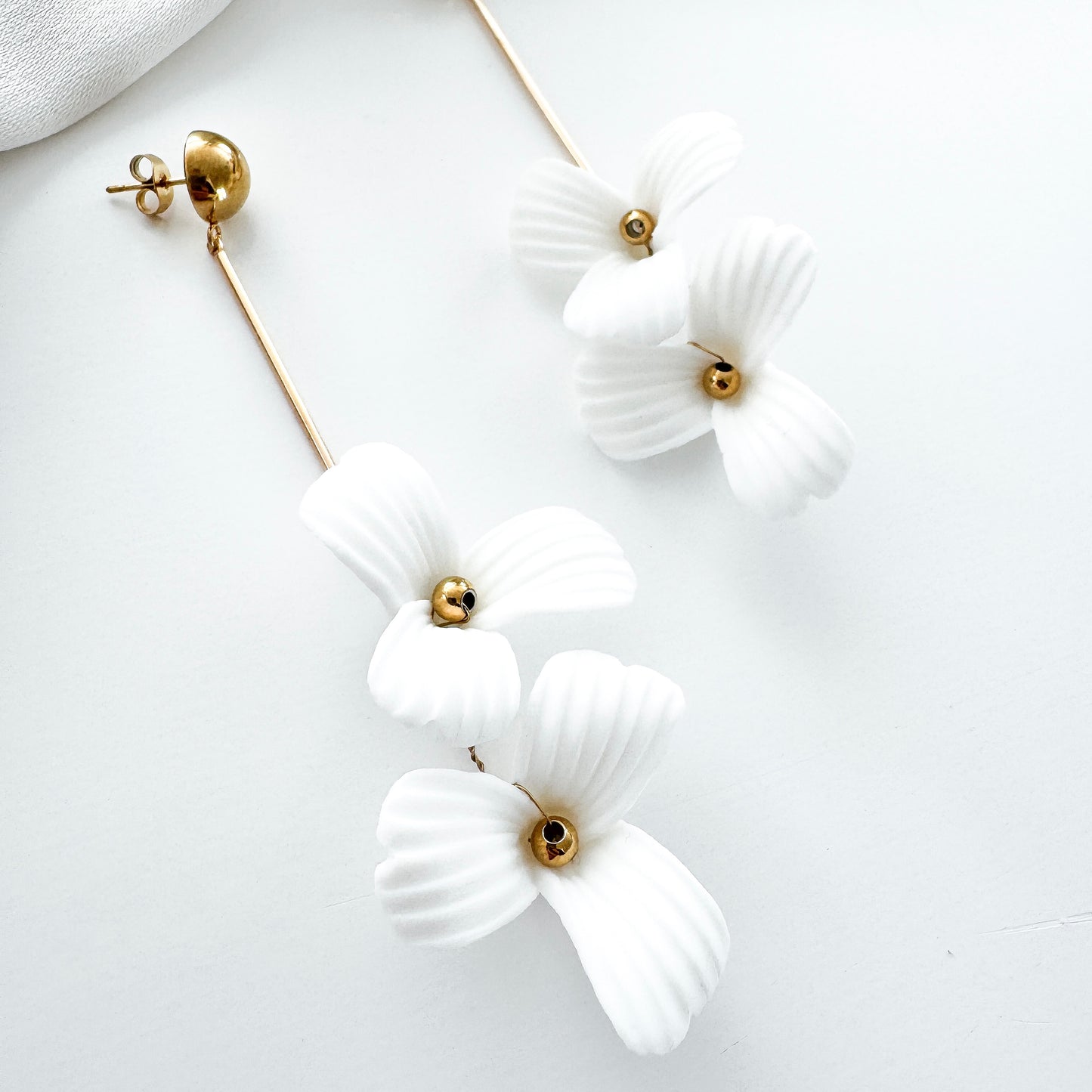 Fleur Double Porcelain Flower Dangle Earrings