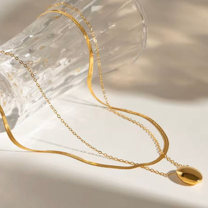 Golden Horizon Layered Oval Necklace