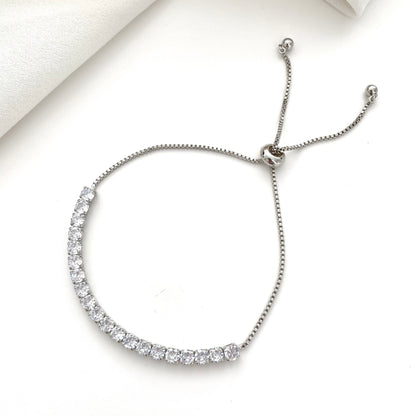 Silver Adjustable Crytal Tennis Bracelet