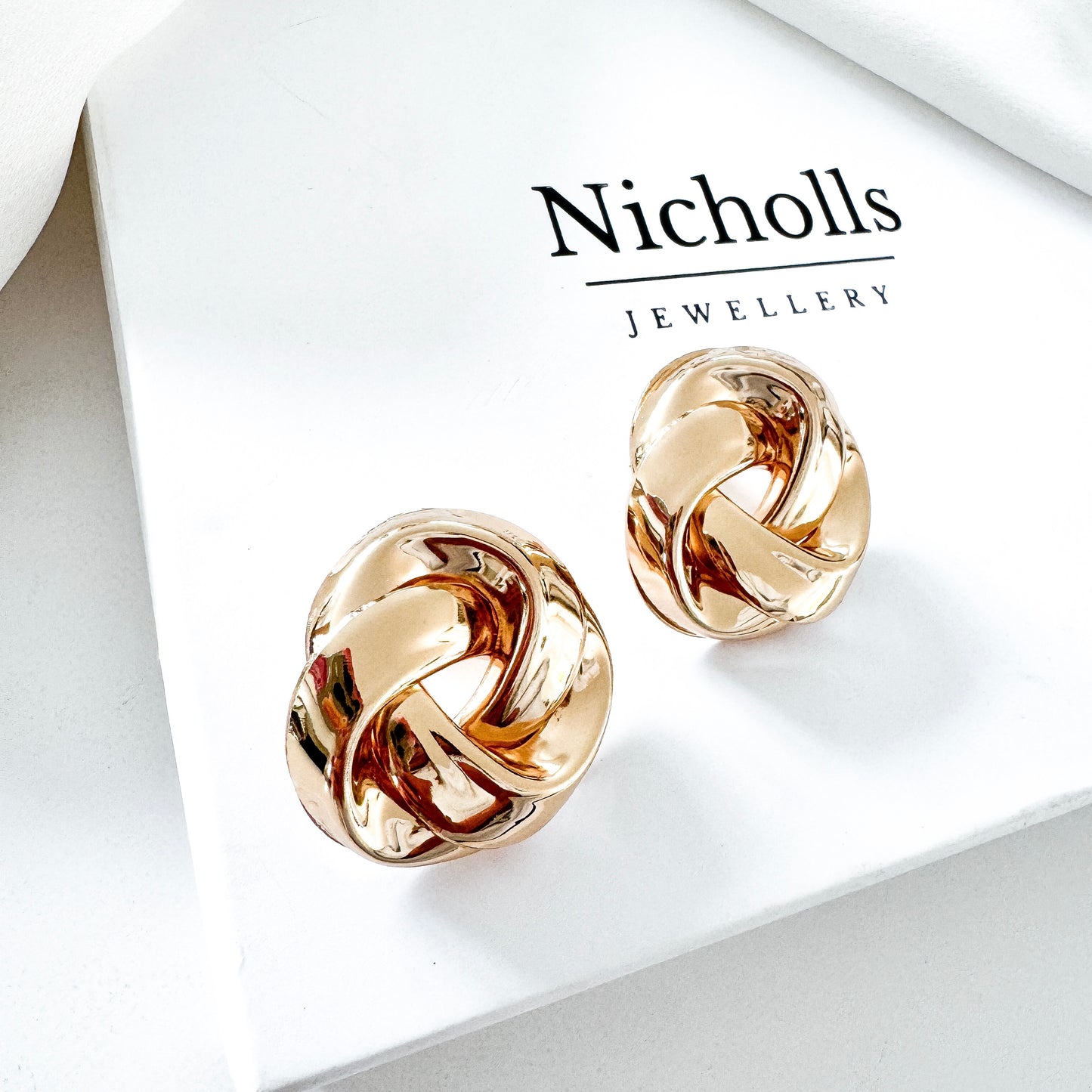 Gold Knot Statement Earrings | Lightweight Chunky Gold Stud Earrings