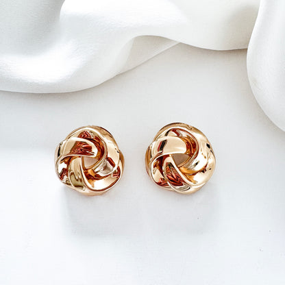 Gold Knot Statement Earrings | Lightweight Chunky Gold Stud Earrings