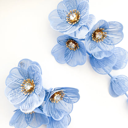 Waterfall Statement Blue Flower Earrings