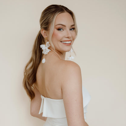 White Fresh Soft Petal Flower Earrings