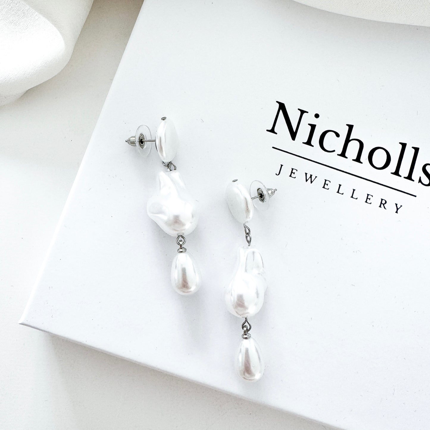Imitation Pearl Silver Cloud Dreamer Statement Earrings