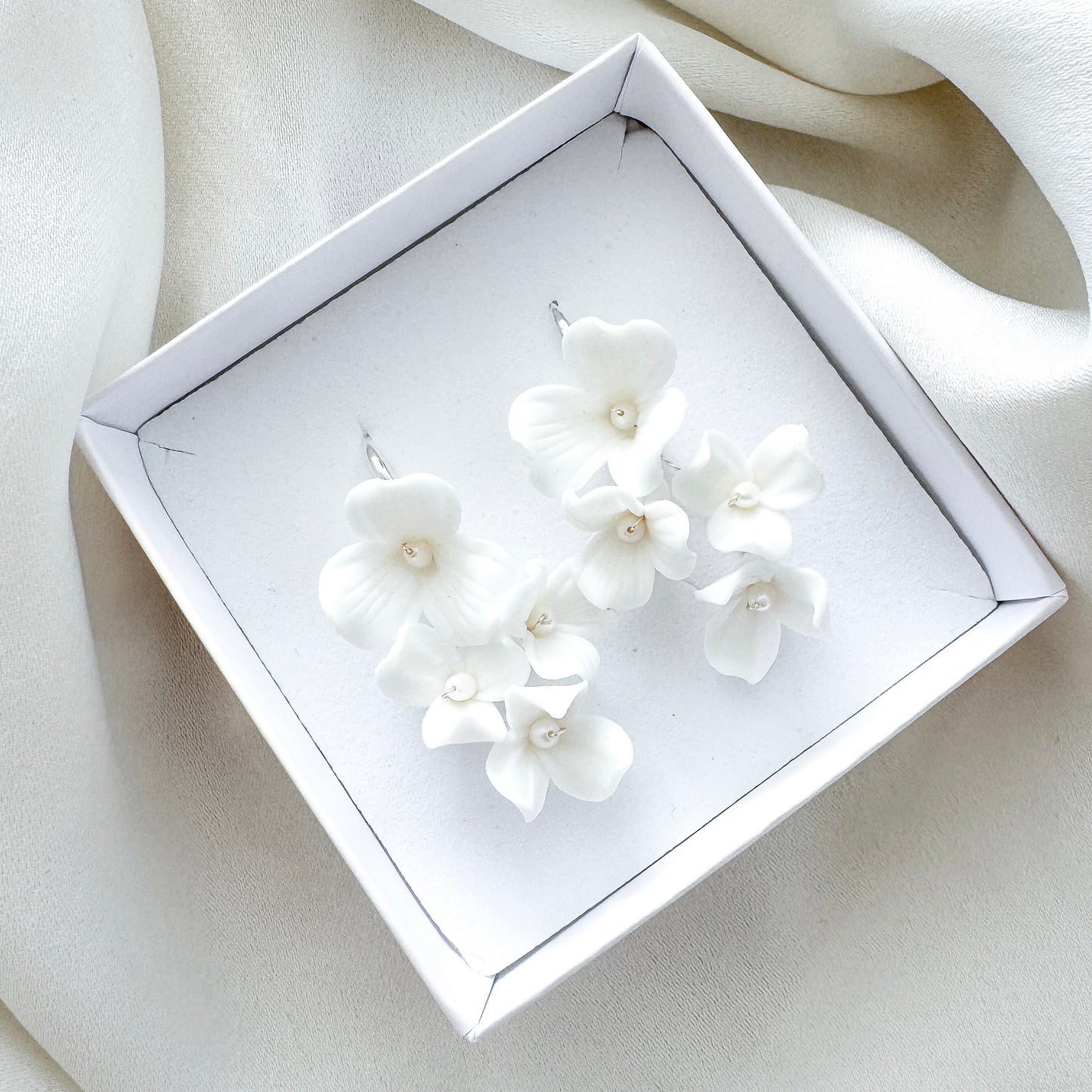 Porcelain Flower Hook Bridal Earrings