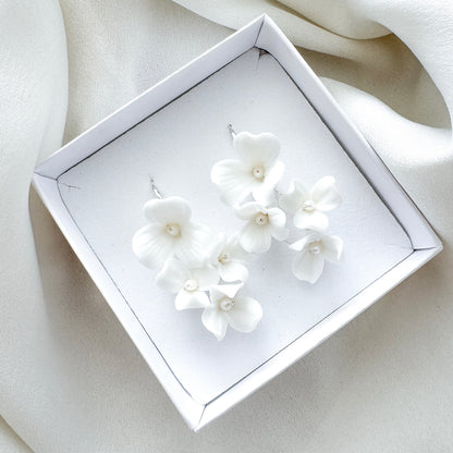 Porcelain Flower Hook Bridal Earrings