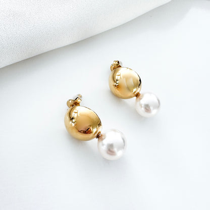 Pearl Drop Gold Duo Earrings