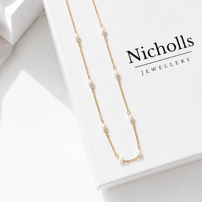 Delicate Freshwater Pearl Necklace | 18k Gold Pearl Necklace