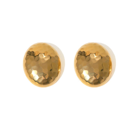 Round Speckled Gold Earrings