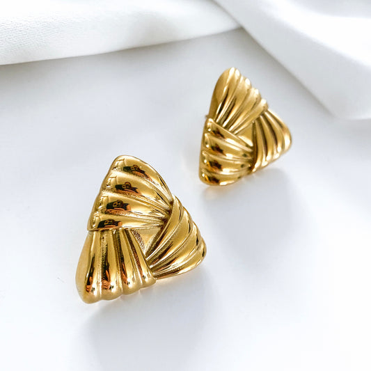 Triangle Ridge Gold Earrings