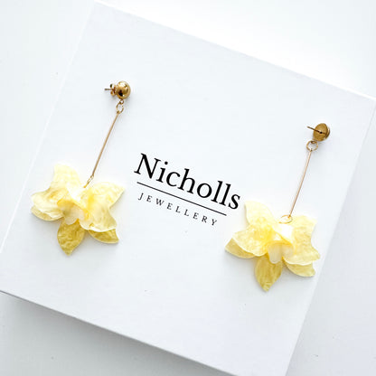 Francoise Sunshine Yellow Flower Dangle Statement Earrings