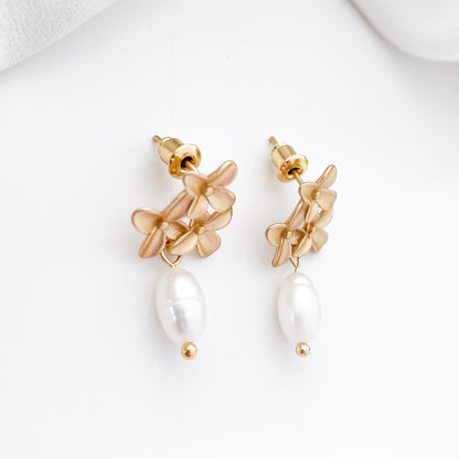 3 Gold Daisy Petite Pearl Earrings
