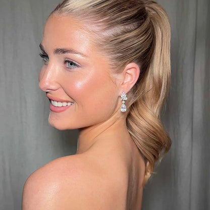 Adore Silver Flower Dangle Earrings