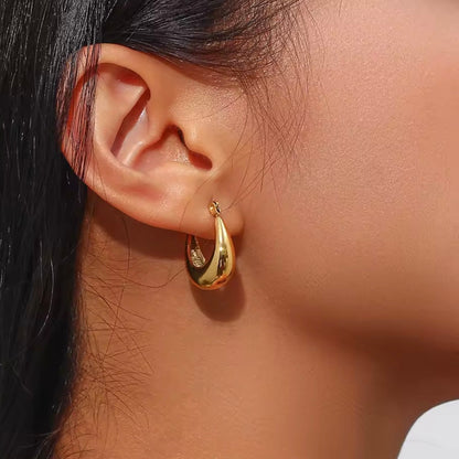 Gold Teardrop Hoop Earrings | Stainless Steel Everyday Earrings