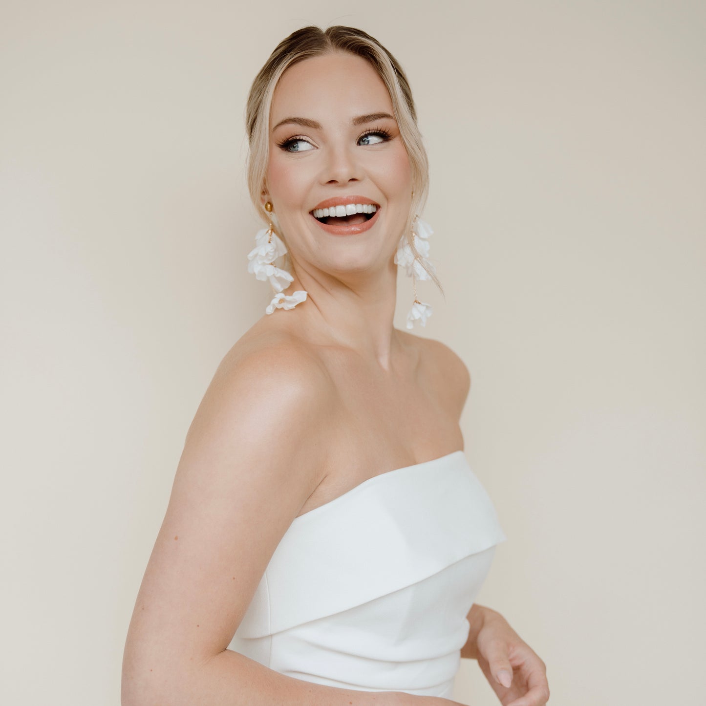 White Fresh Soft Petal Flower Earrings