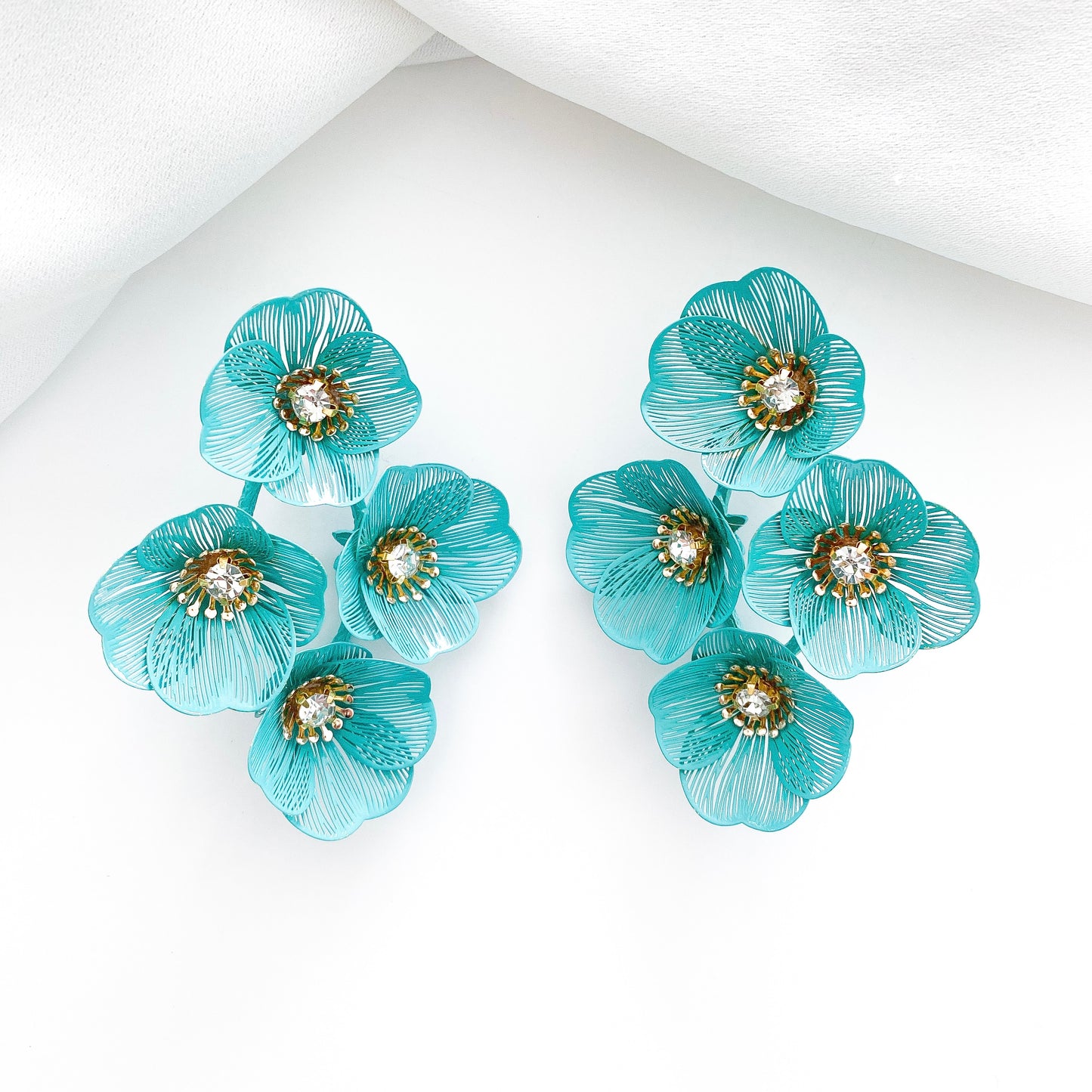 Large Statement Green Flower Earrings