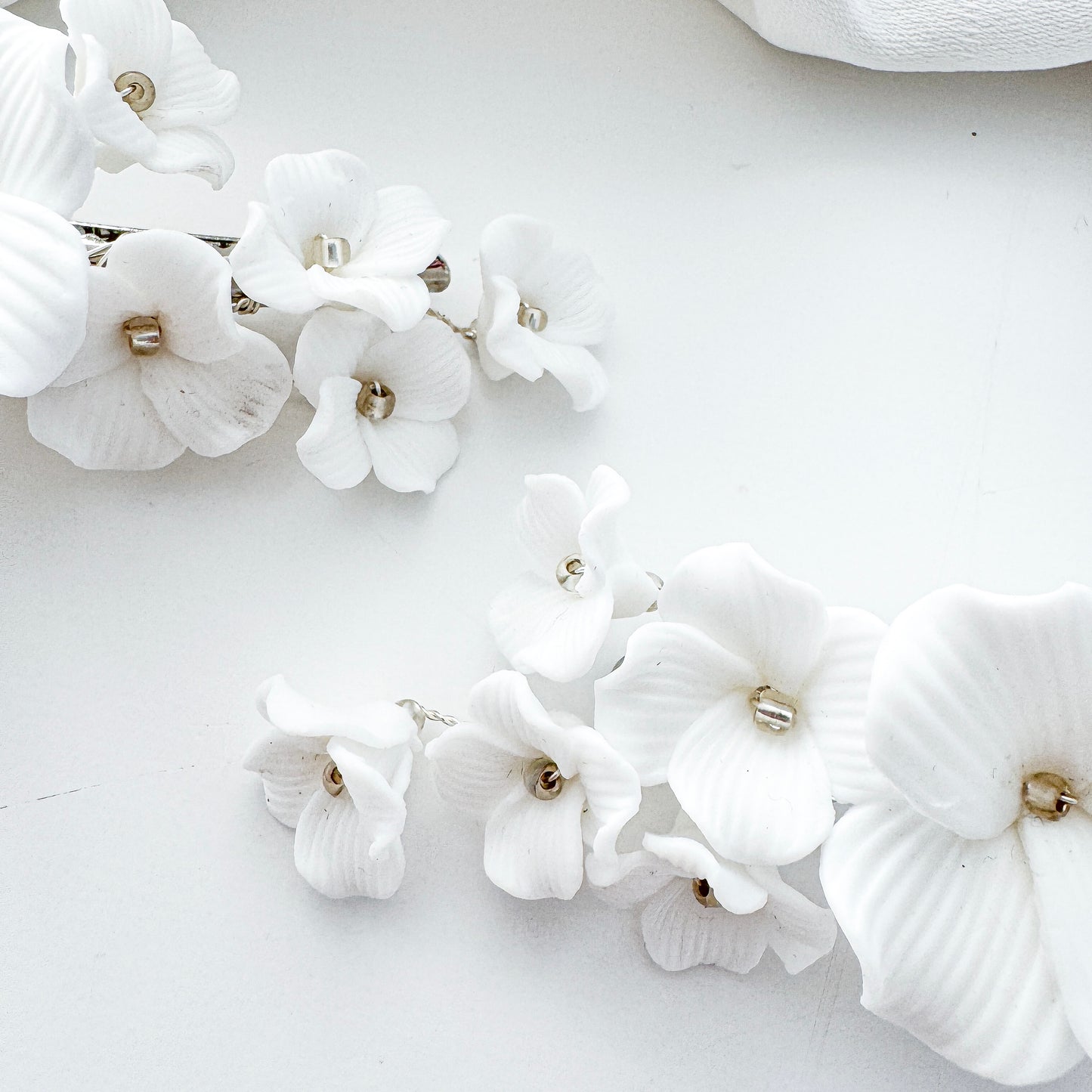 Porcelain Bouquet Flower Wedding Bridal Hair Clips x 2