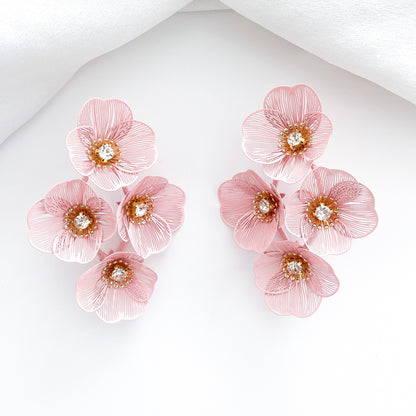 Large Statement Oh Baby Pink Flower Earrings