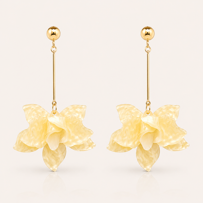 Francoise Sunshine Yellow Flower Dangle Statement Earrings
