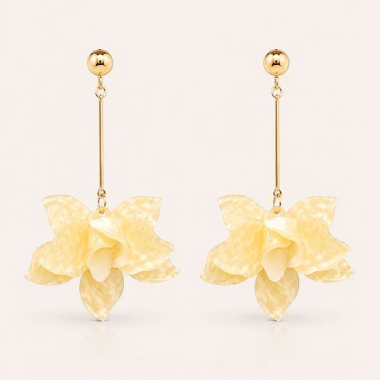 Francoise Sunshine Yellow Flower Dangle Statement Earrings